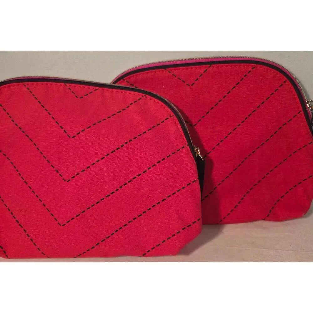 Estee Lauder Cosmetic Bags Set Red Tassel Makeup Pouches Travel Case Duo